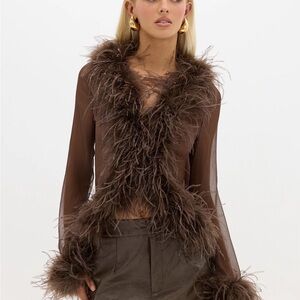 Bubish Gigi Feather Blouse and pants NEW W TAGS